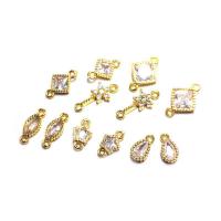 Cubic Zirconia Micro Pave Brass Connector with Cubic Zirconia KC gold color plated DIY nickel lead & cadmium free Sold By PC