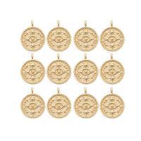 Bijoux pendentifs en laiton, Rond, Placage de couleur d'or, 20x15x1.50mm, Trou:Environ 0.5mm, 20PC/lot, Vendu par lot
