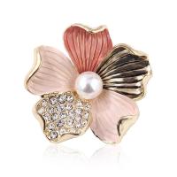 Zinc Alloy Brooches Flower plated fashion jewelry & Unisex & with rhinestone & frosted nickel lead & cadmium free Sold By PC