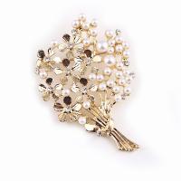 Tibetan Style Brooches, with Plastic Pearl, plated, fashion jewelry & for woman, nickel, lead & cadmium free, 33x50mm, Sold By PC