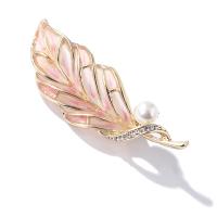Zinc Alloy Brooches with Plastic Pearl Leaf plated fashion jewelry & for woman & enamel nickel lead & cadmium free Sold By PC
