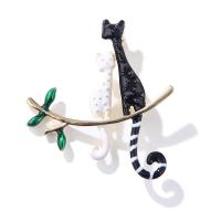 Tibetan Style Brooches, Cat, plated, fashion jewelry & Unisex & enamel, nickel, lead & cadmium free, 40x45mm, Sold By PC