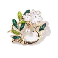 Zinc Alloy Brooches with Plastic Pearl plated fashion jewelry & for woman & enamel nickel lead & cadmium free Sold By PC