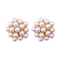Tibetan Style Stud Earring, with Plastic Pearl, plated, fashion jewelry & different styles for choice & for woman, more colors for choice, nickel, lead & cadmium free, 16x16mm, Sold By Pair