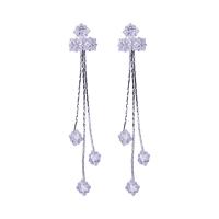 Brass Drop Earring plated fashion jewelry & for woman & with cubic zirconia nickel lead & cadmium free Sold By Pair