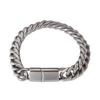 Armband för män, 316L rostfritt stål, plated, mode smycken, silver, 12mm, Såld Per Ca 230 mm Strand