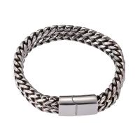 Bracelet homme, acier inoxydable 316L, Placage, bijoux de mode, argent, 12mm, Vendu par Environ 213 mm brin