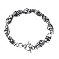 Men Bracelet, 316L Stainless Steel, plated, fashion jewelry, silver color, 7mm, Sold Per Approx 215 mm Strand