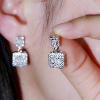 Cubic Zirconia Micro Pave Brass Earring, with Cubic Zirconia, fashion jewelry, white, 2 CM, Sold By Pair