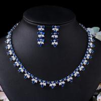 Zirkony Micro Pave Brass šperky Sady, Stud náušnice & náhrdelník, Mosaz, s Cubic Zirconia, 2 kusy & módní šperky, více barev na výběr, 46 CM   uff0c3.4CM, Prodáno By nastavit