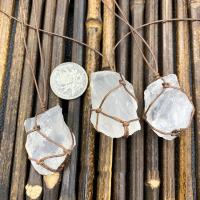 Quartz Gemstone Pendants, Clear Quartz, handmade, DIY, white, 20-40mm, Sold By Set