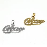 Stainless Steel Letter Pendants, plated, different color and pattern for choice & DIY, more colors for choice, 45*23*1mm, Hole:Approx 3mm, 10PCs/Bag, Sold By Bag