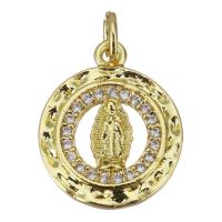 Cubic Zirconia Micro Pave Brass Pendant, gold color plated, micro pave cubic zirconia & hollow, 14x17x3mm, Hole:Approx 3.5mm, 10PCs/Lot, Sold By Lot