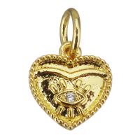 Cubic Zirconia Micro Pave Brass Pendant, Heart, gold color plated, micro pave cubic zirconia, 9x9.5x1.5mm, Hole:Approx 3.5mm, 10PCs/Lot, Sold By Lot