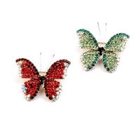 Tibetan Style Brooches, Butterfly, plated, fashion jewelry & for woman & with rhinestone, more colors for choice, nickel, lead & cadmium free, 34x27mm, Sold By PC