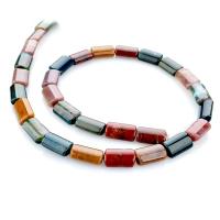 Natural Ice Quartz Agate Beads, Indian Agate, Rectangle, polished, DIY, multi-colored, 8x13mm, 29PCs/Strand, Sold By Strand