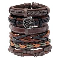 Faux cuir Set de bracelet, Bracelet, avec alliage de zinc, Placage, 6 pièces & Résistant & pour homme, 60mm, Vendu par fixé