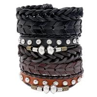 Faux cuir Set de bracelet, Bracelet, avec fer, Placage, 6 pièces & Résistant & unisexe, 60mm, Vendu par fixé