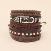 Faux cuir Set de bracelet, avec alliage de zinc, Placage, 5 pièces & Résistant & unisexe, 60mm, Vendu par fixé