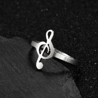 Stainless Steel Open Finger Ring, Music Note, plated, Adjustable & fashion jewelry & for woman, more colors for choice, 5X5X5CM, Sold By PC