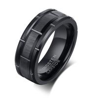 Inox ljudi prst prsten, Nehrđajući čelik, pozlaćen, modni nakit & različite veličine za izbor & za čovjeka, crn, 8x2.50mm, Prodano By PC