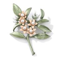 Zinc Alloy Brooches with Plastic Pearl plated fashion jewelry & for woman nickel lead & cadmium free Sold By PC