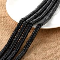 Black Stone Gyöngyök, Lapos kerek, csiszolt, DIY, fekete, 3x6mm, Által értékesített Strand