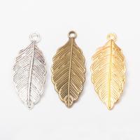 Tibetan Style Leaf Pendants, plated, DIY, more colors for choice, nickel, lead & cadmium free, 31.50x12.50x1mm, Sold By PC