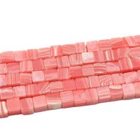 Perline Rhodonite, Piazza, lucido, DIY, rosa, 6x6mm, 60PC/filo, Venduto da filo