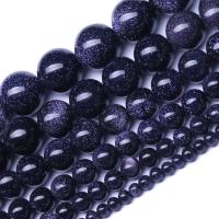 Blaue Goldstein Perlen, Blauer Sandstein, poliert, Modeschmuck & DIY & unisex & verschiedene Größen vorhanden, 5SetsSatz/Menge, verkauft von Menge