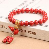 Wrist Mala cinnabar squeegee oil with enamel plated fashion jewelry & for woman red 8mm Length 7.08 Inch Sold By Lot