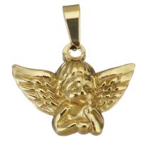 Bijoux pendentifs en acier inoxydable , ange, Placage de couleur d'or, 22x17x5.5mm, Trou:Environ 3x7mm, Vendu par PC