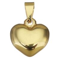 Нержавеющая сталь Сердце Подвески, нержавеющая сталь, плакирован золотом, 16x16x6mm, отверстие:Приблизительно 4x7mm, продается PC