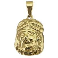 Stainless Steel Pendants, Face, gold color plated, 16x23x3.5mm, Hole:Approx 3.5x7mm, Sold By PC
