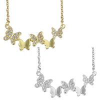 Cubic Zircon Micro Pave Brass Necklace with stainless steel chain with 1.5 inch extender chain Butterfly plated micro pave cubic zirconia & for woman 1.5mm Sold Per Approx 17 Inch Strand