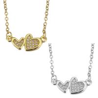 Cubic Zircon Micro Pave Brass Necklace with stainless steel chain with 1.5 inch extender chain Heart plated micro pave cubic zirconia & for woman 1.5mm Sold Per Approx 17 Inch Strand