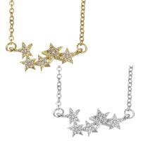Cubic Zircon Micro Pave Brass Necklace with stainless steel chain with 1.5 inch extender chain pentagram plated micro pave cubic zirconia & for woman 1.5mm Sold Per Approx 17 Inch Strand