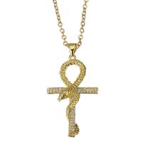 Cubic Zircon Micro Pave Brass Necklace with stainless steel chain gold color plated micro pave cubic zirconia & for woman & hollow 2mm Sold By Strand
