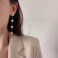 Freshwater Pearl øreringe, Messing, mode smykker, gylden, 10.5cm, Solgt af par