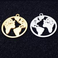Stainless Steel Pendants, 304 Stainless Steel, Globe, plated, map design & DIY & hollow, more colors for choice, 22*25MM, Sold By PC
