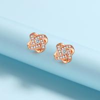 Brass Stud Earring, with Cubic Zirconia, fashion jewelry, more colors for choice,  6MM, Sold By Pair