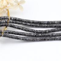 Labradorit Perlen, flache Runde, poliert, DIY, schwarz, 3x6mm, verkauft von Strang