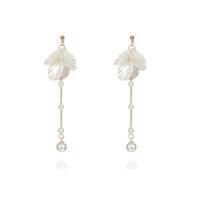 Brass Drop Earring Plastic Pearl with Brass plated fashion jewelry gold Sold By Pair