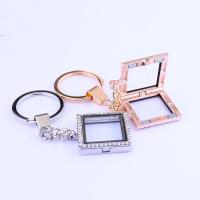 Zinc Alloy Locket Key Chain plated DIY & micro pave cubic zirconia nickel lead & cadmium free Sold By PC