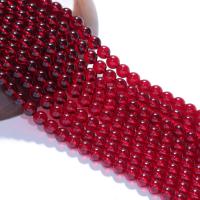 Naturlig granat perler, Garnet, Runde, poleret, du kan DIY & forskellig størrelse for valg, rød, Længde 15 inch, Solgt af Bag