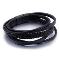 Men Bracelet Faux Leather with Titanium Steel plated for man & multi-strand Sold By PC