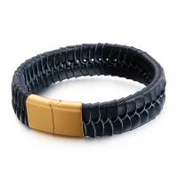 Men Bracelet, Faux Leather, with Titanium Steel, plated, for man, more colors for choice, 210x18mm, Sold By PC