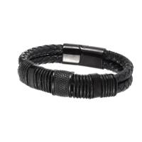 Men Bracelet Stainless Steel with PU Leather plated & for man & multi-strand Sold By PC