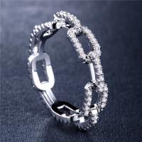 Anillo de dedo de latón, metal, Joyería & con diamantes de imitación, más colores para la opción, Vendido por UD