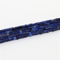 Natural Lapis Lazuli Beads,  Square, polished, DIY, blue, 4x4mm, 86PCs/Strand, Sold By Strand